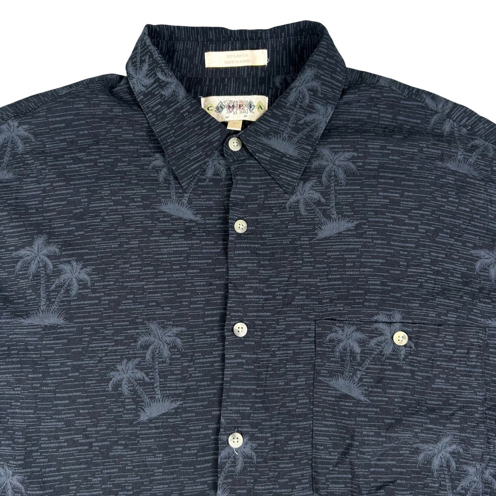 Campia Moda Men's Hawaiian Shirt VTG Palm Tree 100% Rayon Camp Large Resortwear
